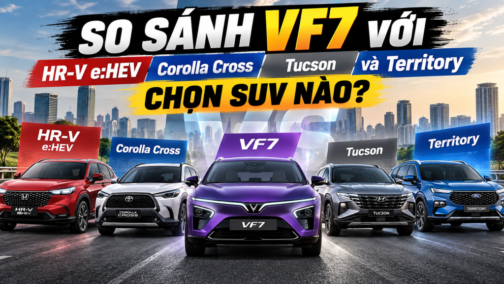 So sánh VF7 với HR-V e:HEV, Corolla Cross, Tucson và Territory: chọn SUV nào?